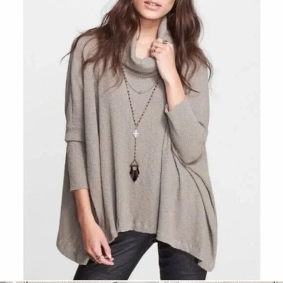 Free People Beach World Traveler Open Split Back Top, Sz Small, Taupe Boho - Picture 2 of 2